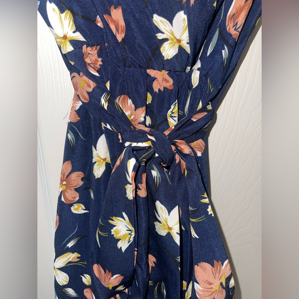 SHEIN Navy Floral Midi Dress - Picture 2 of 5